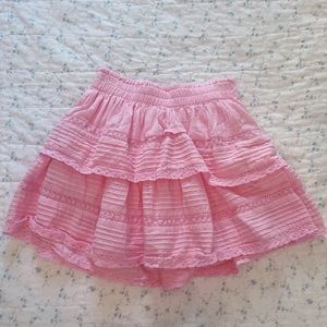 pink ruffle mini skirt